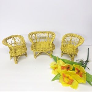 Vintage Wicker Barbie Doll Furniture Set